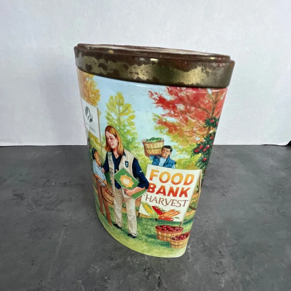 Vintage Girl Scouts Food Bank Harvest Tin 1990s to Present Collectible‎